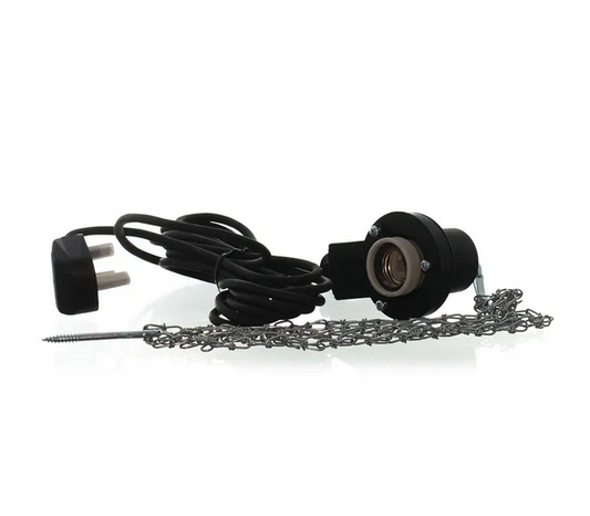 Pre-wired, plastic Infra-Red Lamp Holder, c/w porcelain insert, 2m chain, 5m flex and UK plug
